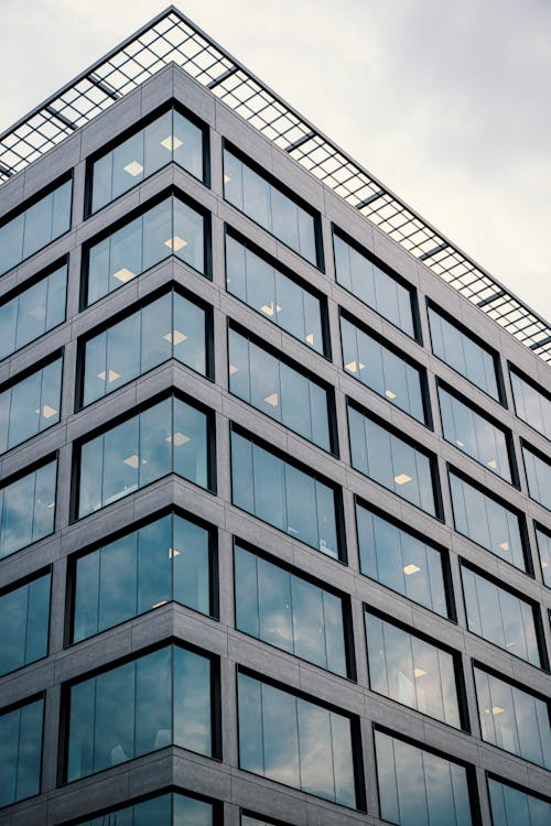 Contemporary building with large glass panels and clean geometric lines