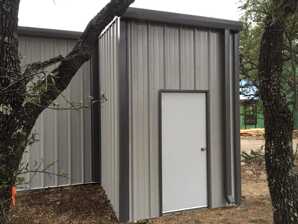 The door of a metal building 