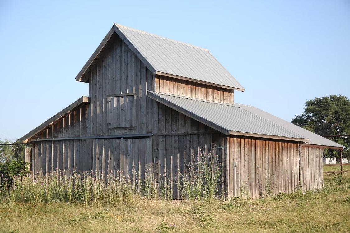 close-up of a barn against a clear sky