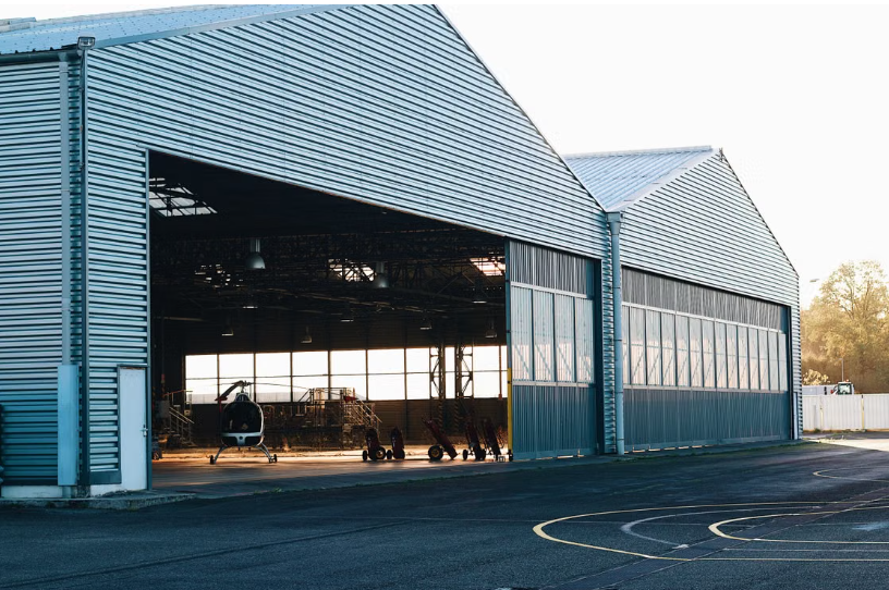 A large barndominium metal building.