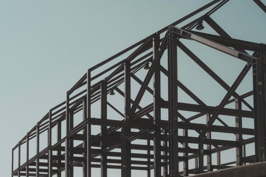 A large building with steel material.